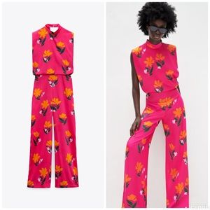 Zara LONG PRINTED JUMPSUIT